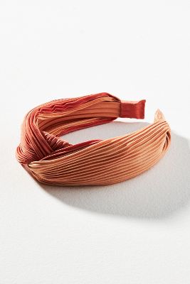 Shop By Anthropologie Two-tone Pleated Twist Headband In Orange