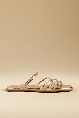 Shop Kaanas Kapok Square-toe Strappy Slides In Gold