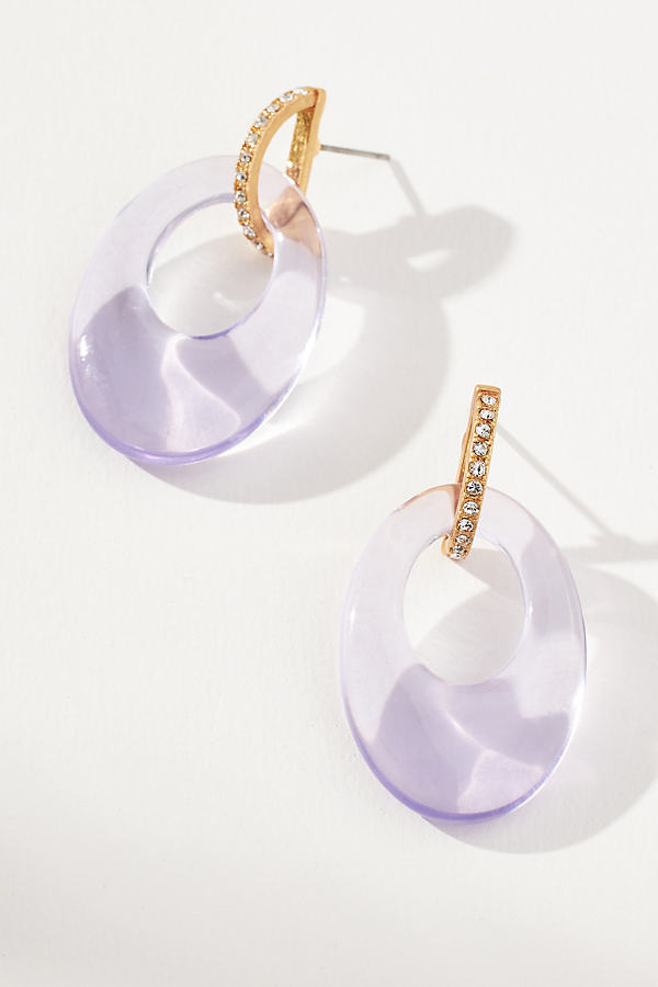 By Anthropologie Stone Huggie Earrings In Purple