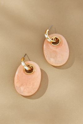 By Anthropologie Stone Huggie Earrings In Pink