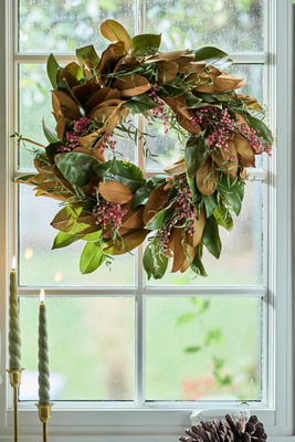 Terrain Fresh Magnolia + Pepperberry Wreath