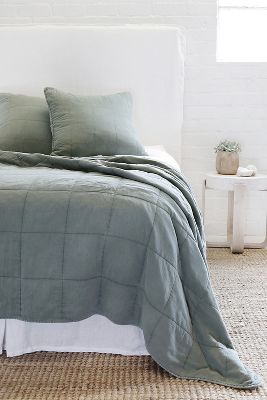 Anthropologie | Pom Pom at Home Antwerp Coverlet, Color Moss