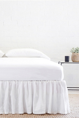 Pom Pom At Home Gathered Linen Bedskirt In White