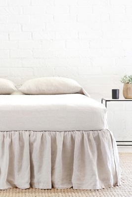 Pom Pom At Home Gathered Linen Bedskirt In Beige