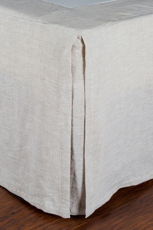Flax Linen Pleated Split Corner King Bed Skirt