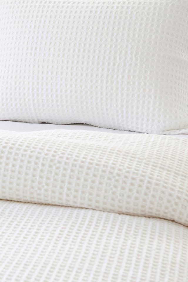 Zuma Queen-Sized Cream Cotton Waffle Weave Blanket