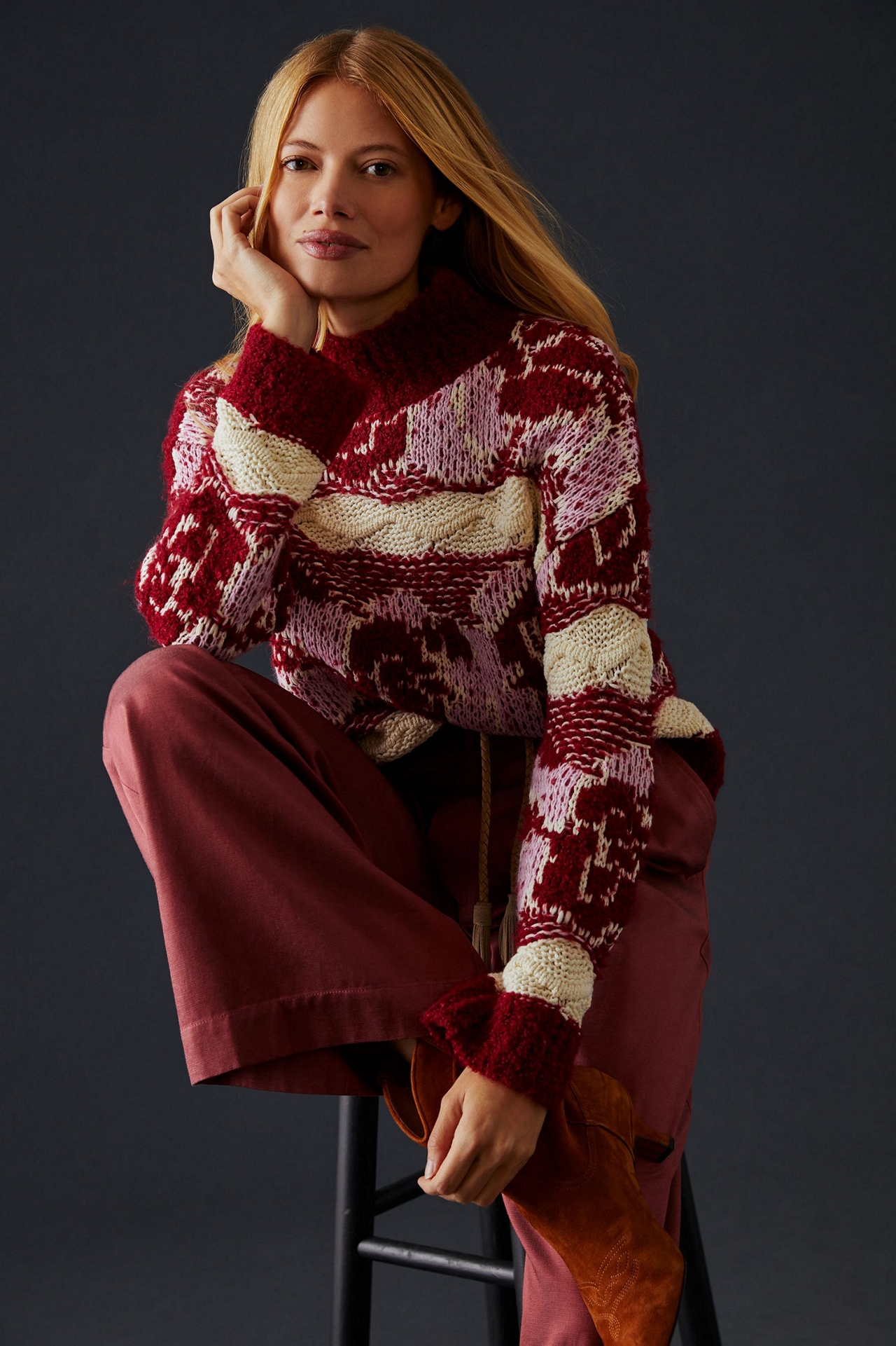 Textured Turtleneck Sweater