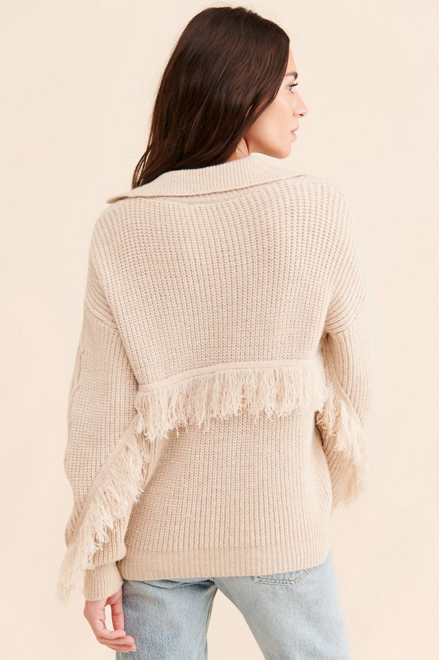Sadie & Sage Fringe Polo Sweater #1