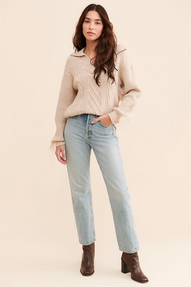 Sadie & Sage Fringe Polo Sweater #3