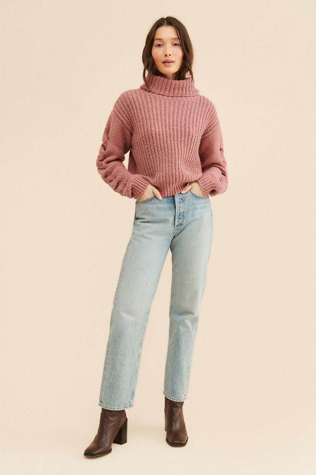Vigoss Cable Sleeve Turtleneck Sweater #3