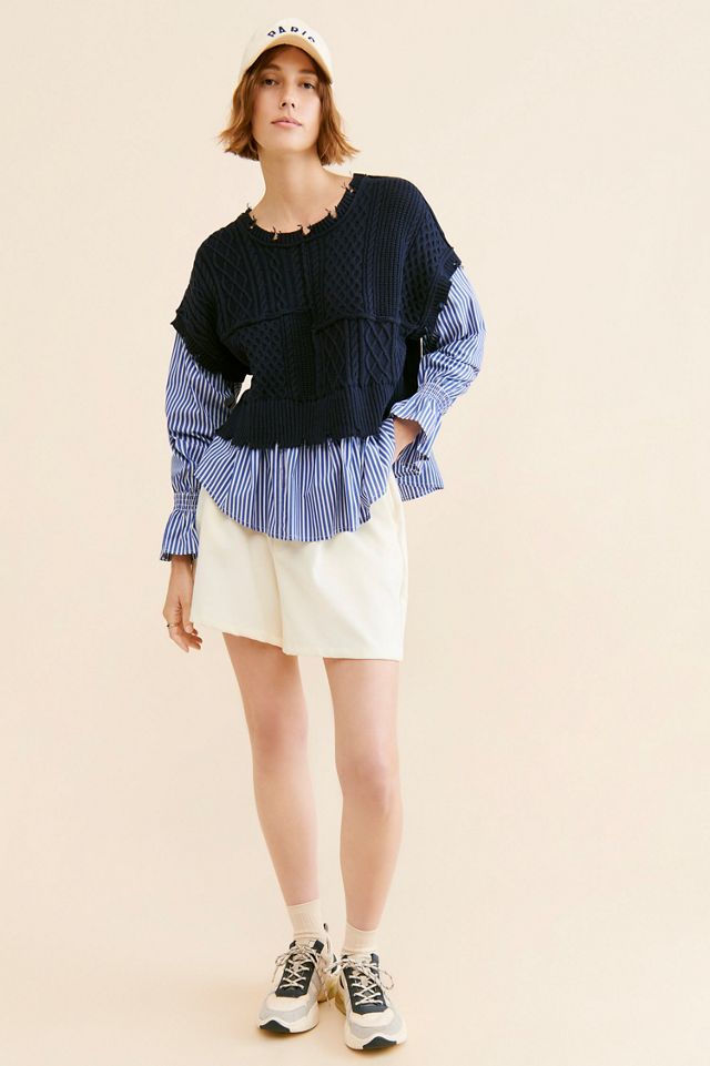 Avantlook Striped Splicing Crew Neck Top #3