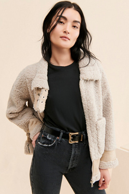 Jules Kae Kylie Sherpa Moto Jacket | Anthropologie
