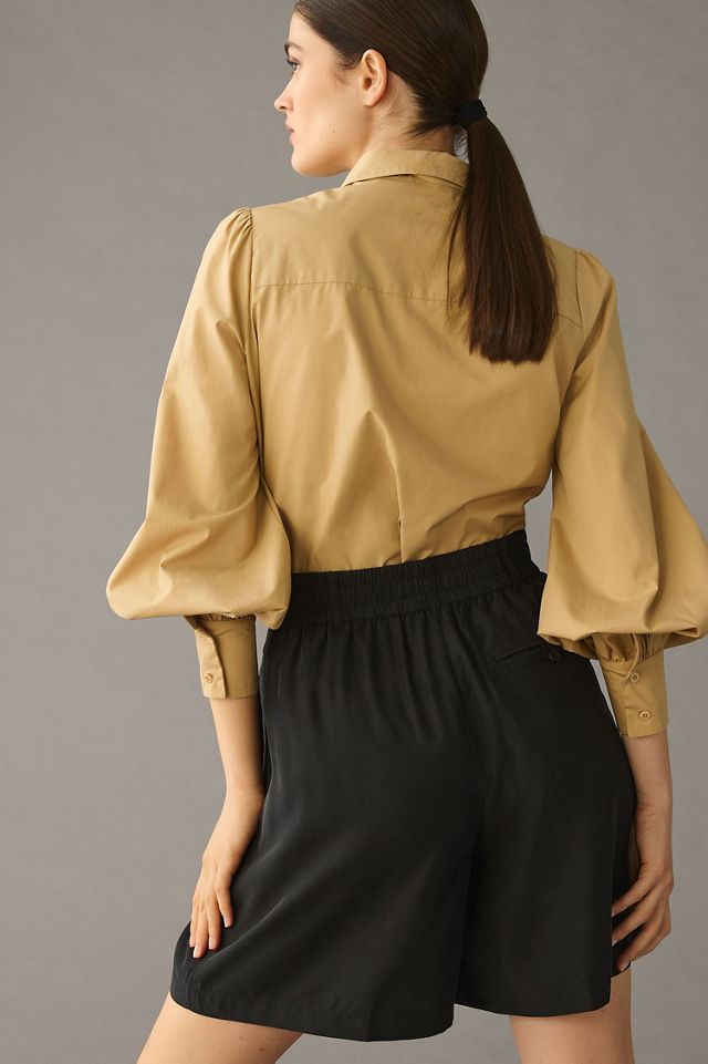 Pleated High-Rise Long Shorts #1
