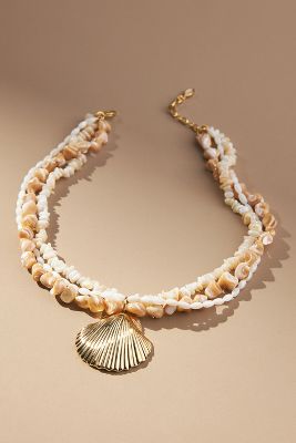 Shop Mignonne Gavigan Anisah Shell Pendant Necklace In Gold