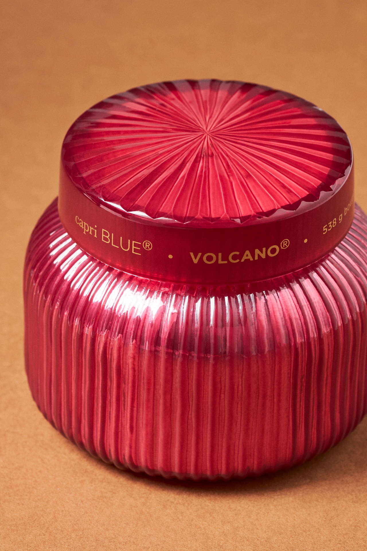 Capri Blue Volcano Red Ribbed Jar Candle