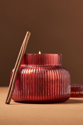 Capri Blue Spiced Cider Red Ribbed Jar Candle