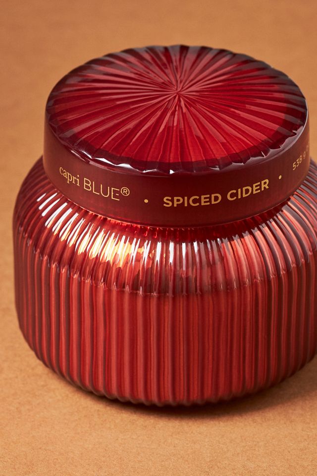 Capri Blue Spiced Cider Red Ribbed Jar Candle #1