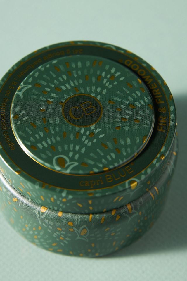 Capri Blue Fir & Firewood Tin Candle #1