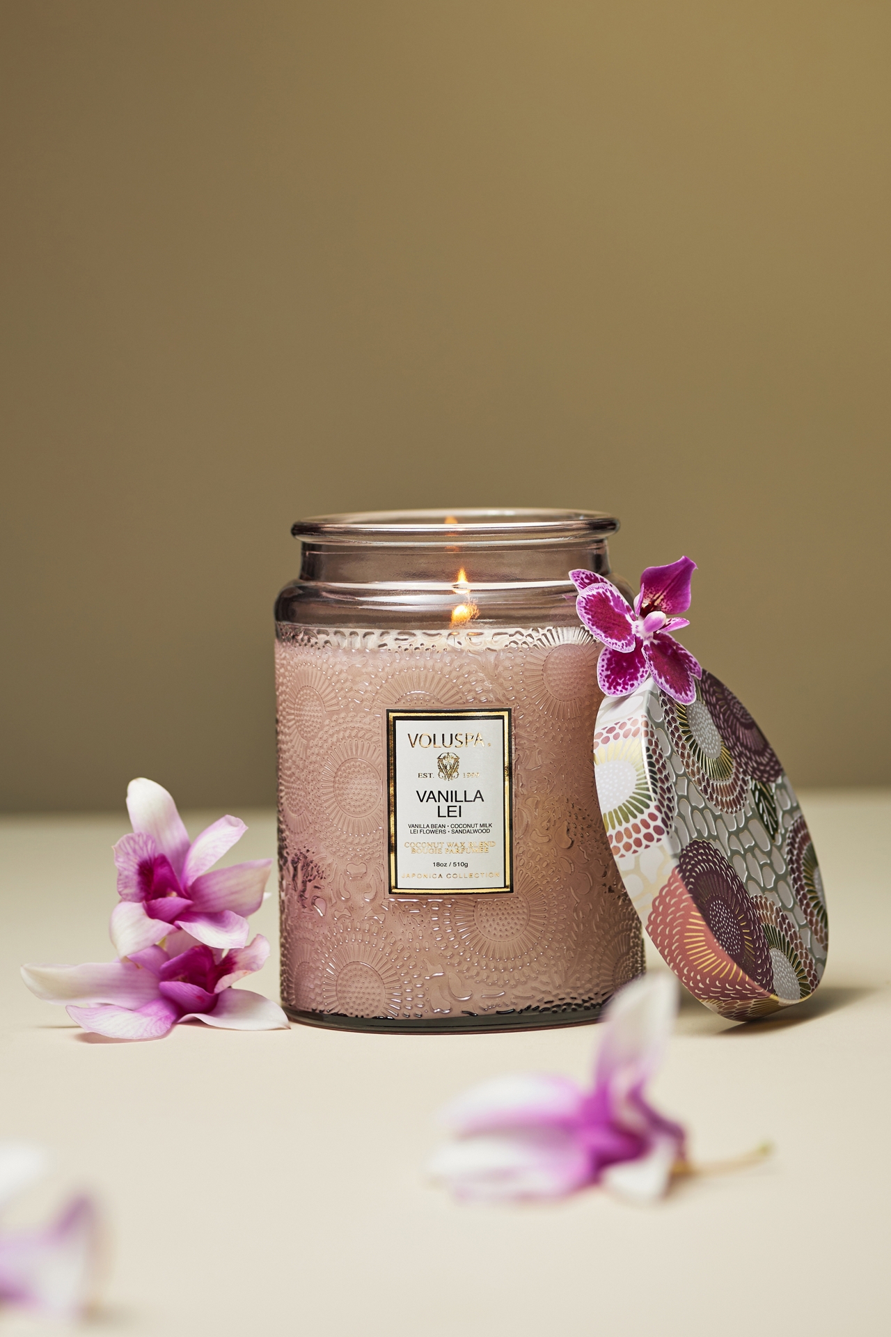 Voluspa Vanilla Lei Glass Jar Candle