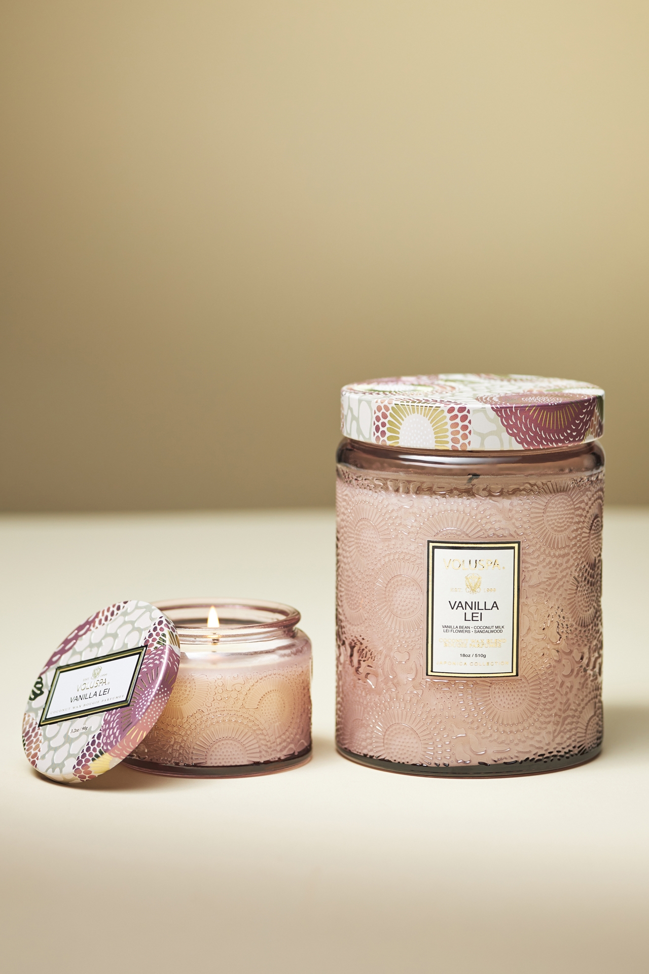 Voluspa Vanilla Lei Glass Jar Candle