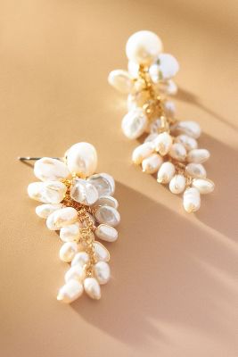 Shop By Anthropologie Freshwater Pearl Cluster Drop Earrings In Gold