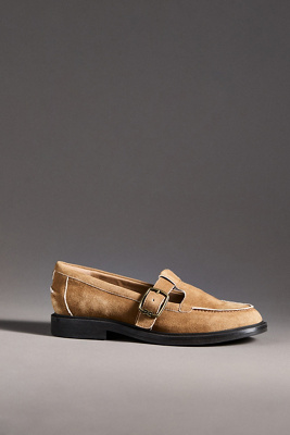 Sam Edelman Elaina T-strap Buckle Loafers In Brown
