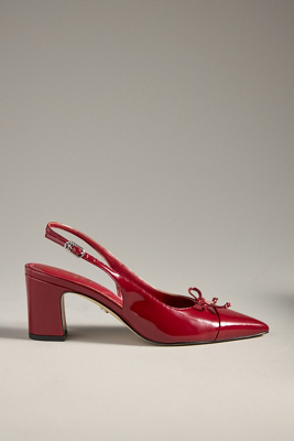 Sam Edelman Willette Slingback Block Heel In Deep Scarlet Red Patent In Red