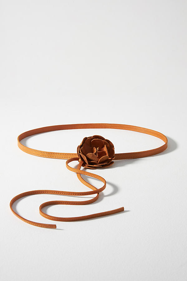 Shop Ada Flower Tie Belt In Brown