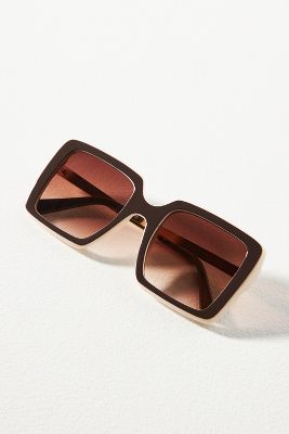 Shop By Anthropologie Trimmed Square Sunglasses In Multicolor