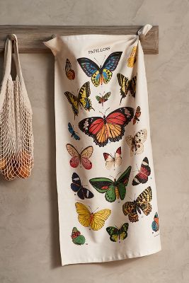 Terrain Vintage Butterflies Dish Towel In Multicolor