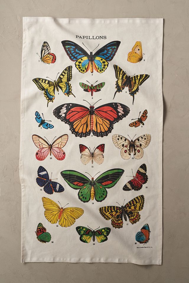 Vintage Butterflies Dish Towel #1