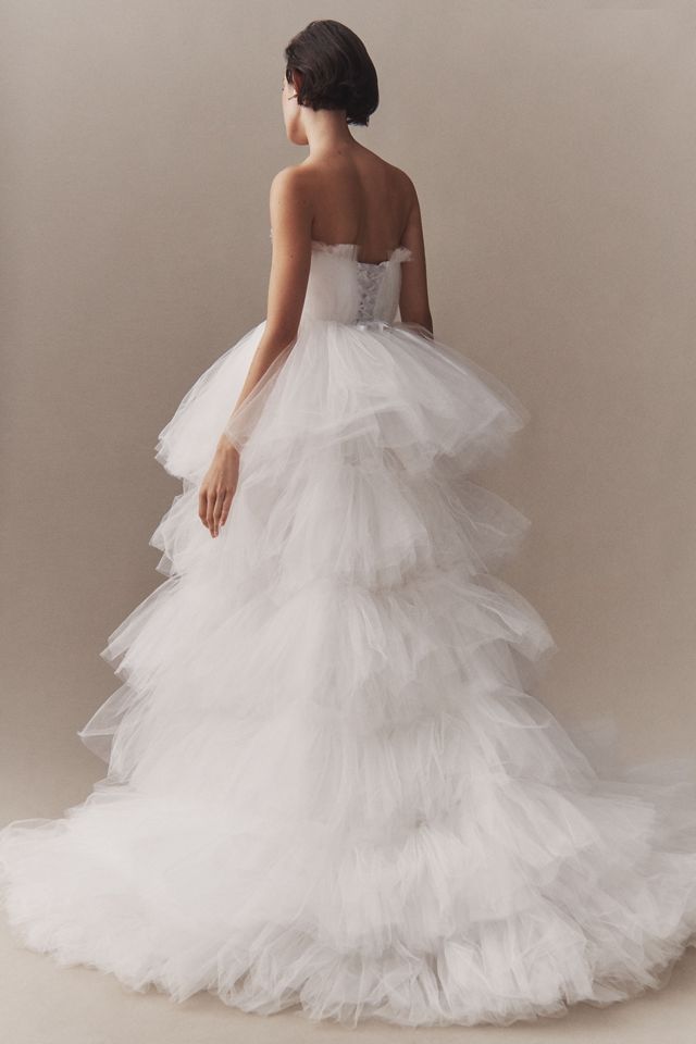 Morphine Fashion Lola Strapless Tulle Tiered High-Low Wedding Gown #5