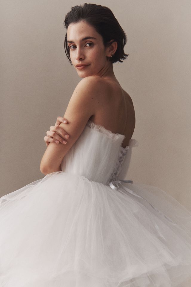 Morphine Fashion Lola Strapless Tulle Tiered High-Low Wedding Gown #6