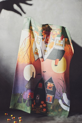 Anthropologie Haunted House Dish Towel In Multicolor