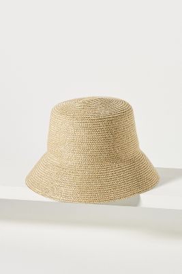 Shop By Anthropologie Raffia Shimmer Bucket Hat In Gold