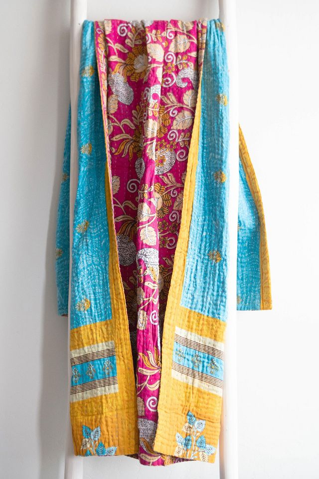 Outlets Anthropologie Upcycled Kantha-Stitched Throw Blanket