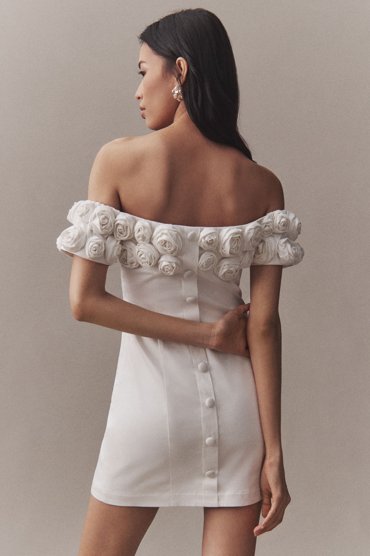 BHLDN Off-The-Shoulder Rosette Mini Dress