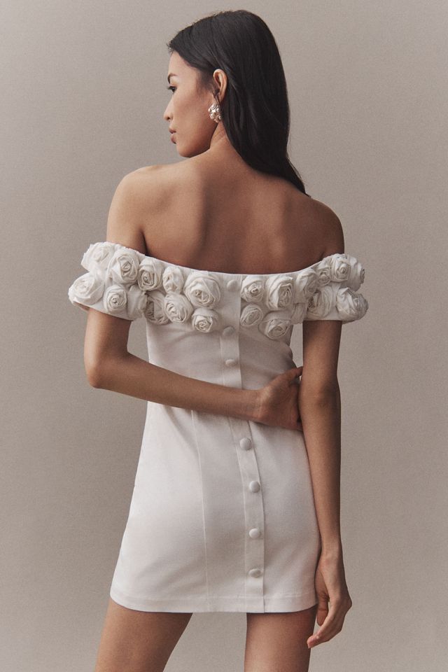 BHLDN Off-The-Shoulder Rosette Mini Dress #1