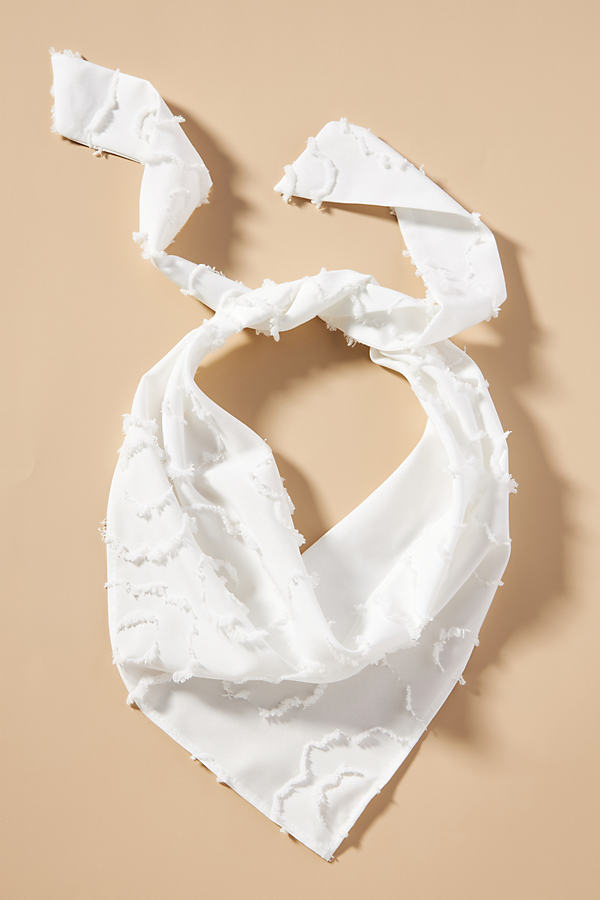 By Anthropologie Frilled Floral Hair Scarf In White