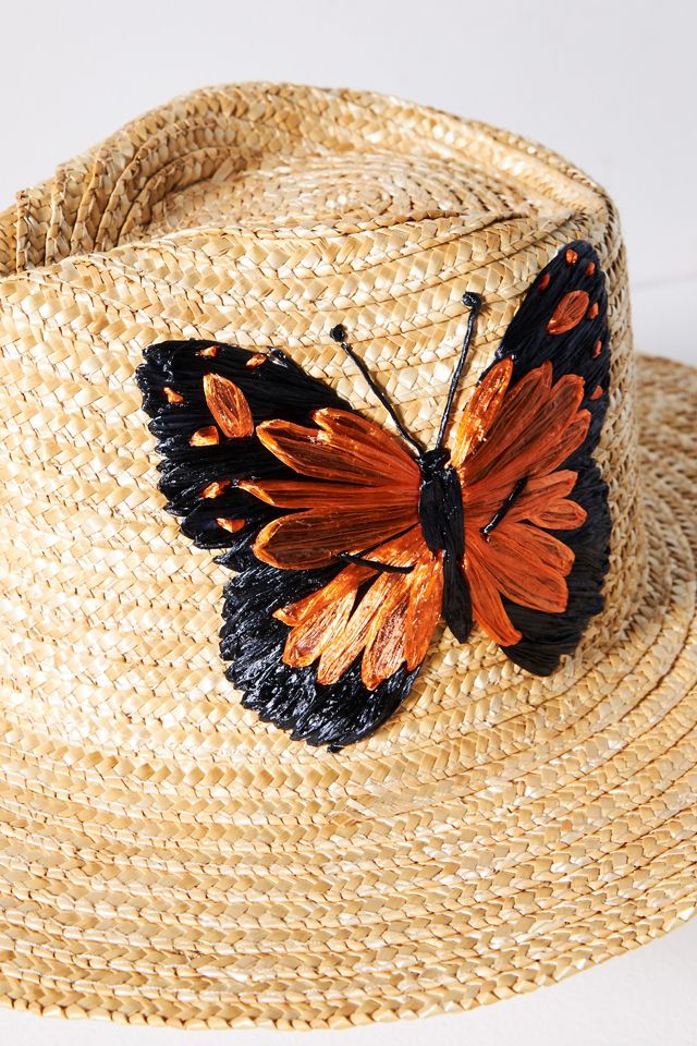 San Diego Hat Co. Embroidered Butterfly Fedora | Anthropologie display picture 2