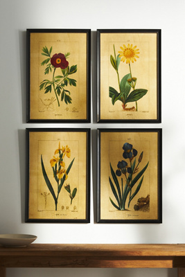 Anthropologie Crackled Flower Wall Art