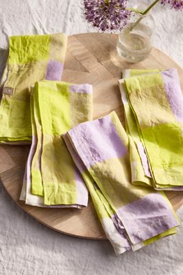 Society of Wanderers Linen Napkins, Set of 4 Plaid