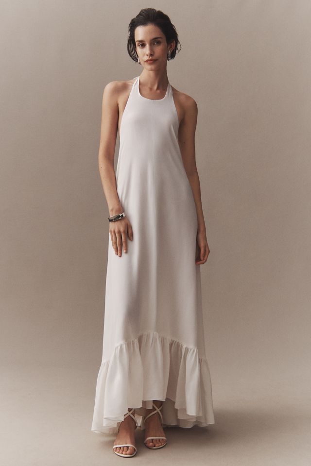Azeeza Sadie Halter High-Low Ruffle Silk Wedding Gown #4