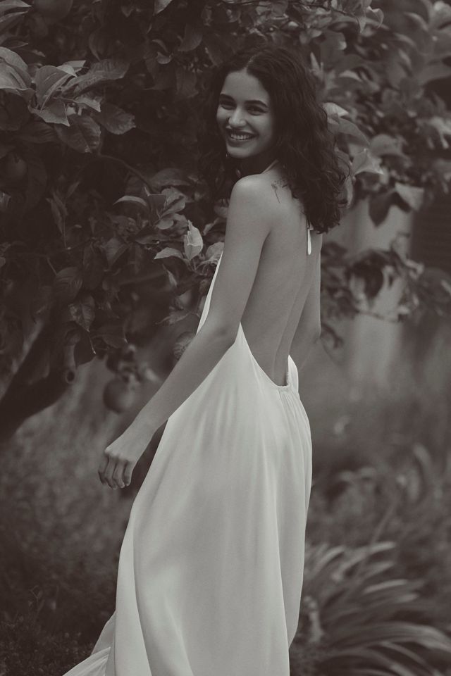 Azeeza Sadie Halter High-Low Ruffle Silk Wedding Gown #3