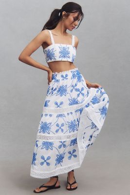Waimari Kelly Lace A-line Maxi Skirt In White