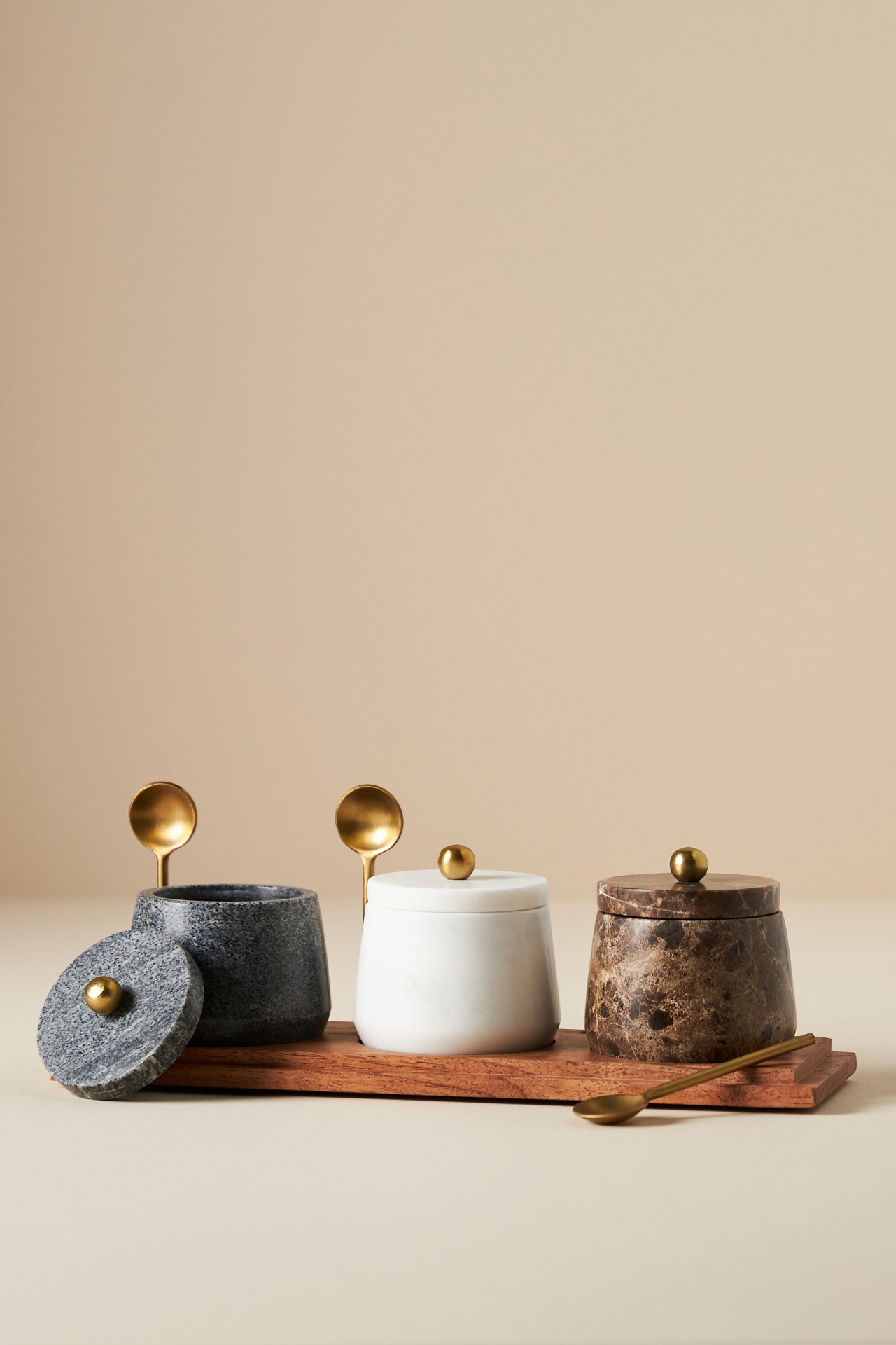 Marble Condiment Set with Spoons