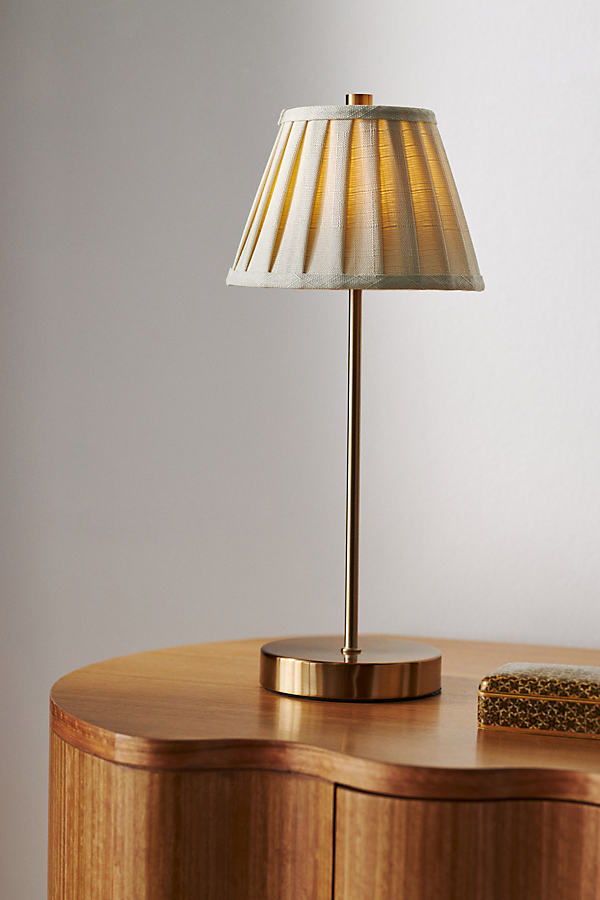 Anthropologie Gold Rechargeable Table Lamp In Brown