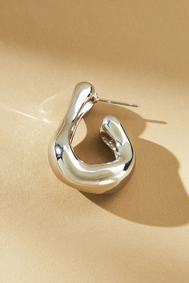 Chunky Pear-Shaped Hoop Earrings #1