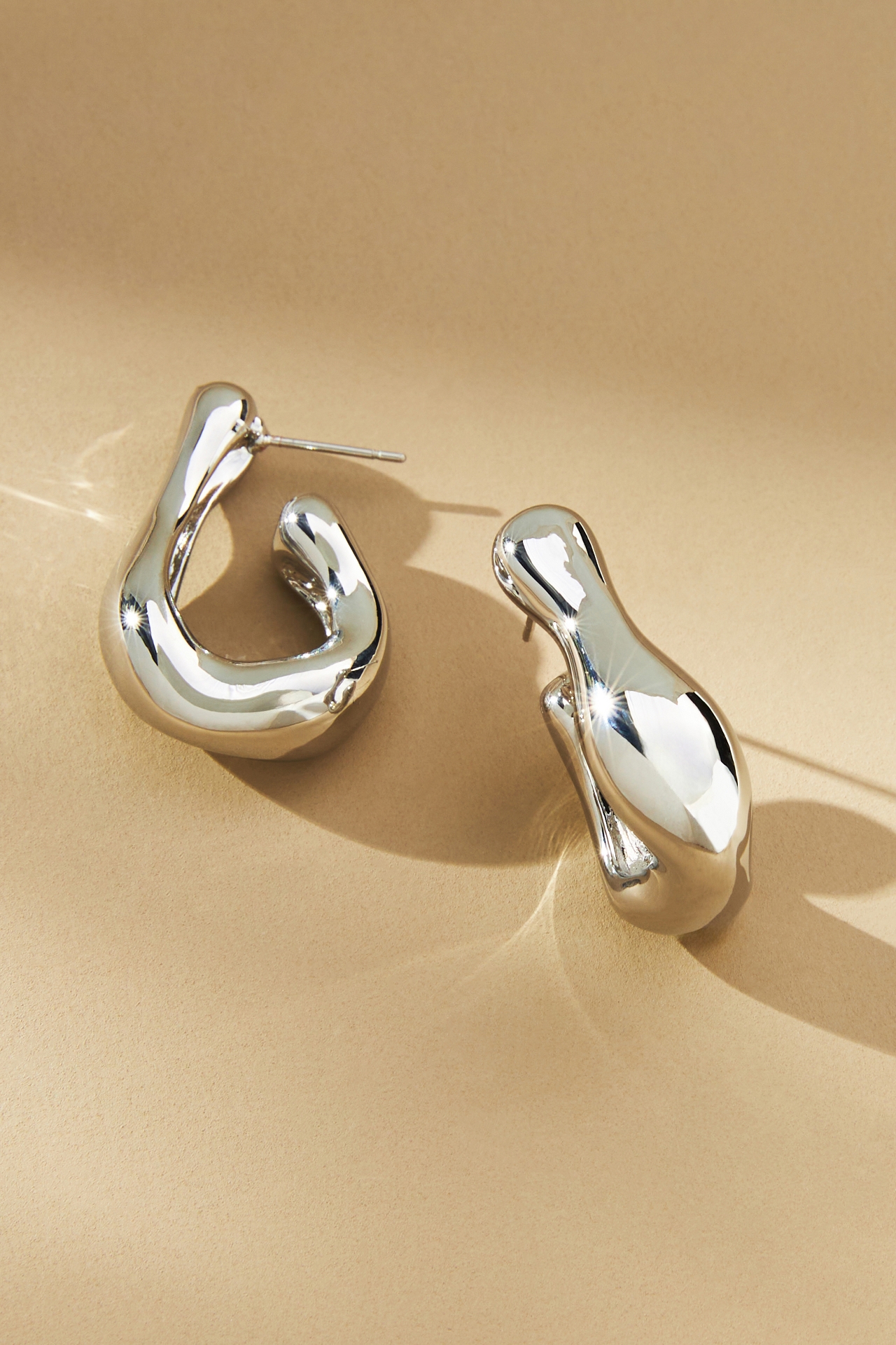 Chunky Pear-Shaped Hoop Earrings