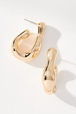 By Anthropologie Chunky Pear-shaped Hoop Earrings In Gold
